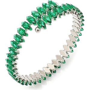 Green Cubic Zirconia Tennis Bracelets Open Adjustable Elastic Bangle for Women